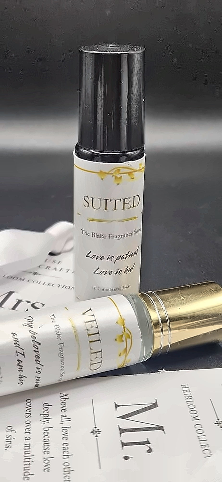 Suited and Veiled fragrance rollers from The Blake Fragrance Story