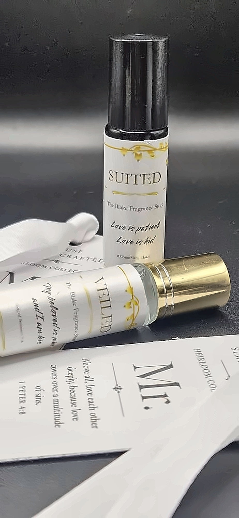 Suited fragrance roller with Veiled, handcrafted by House Simply Crafted