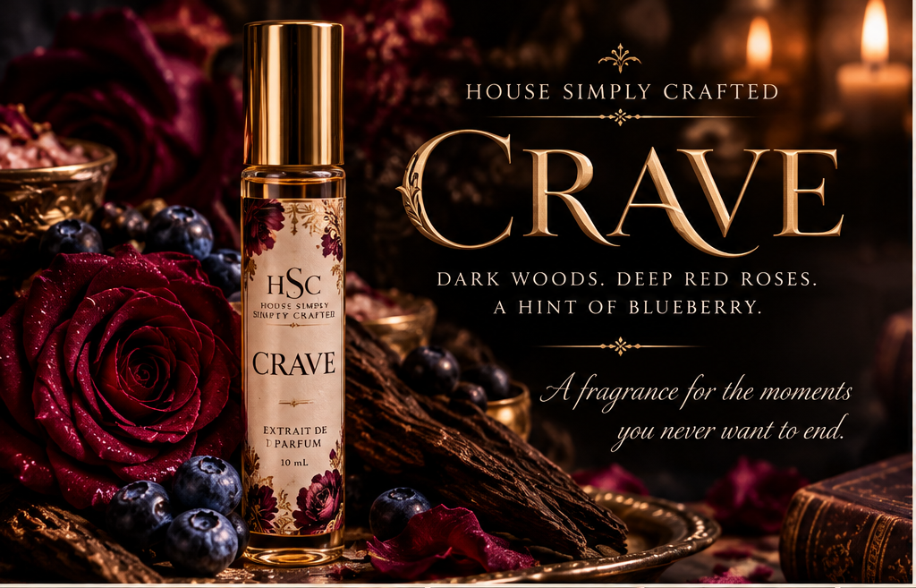Crave fragrance roller — dark woods, deep red roses, blueberry, House Simply Crafted