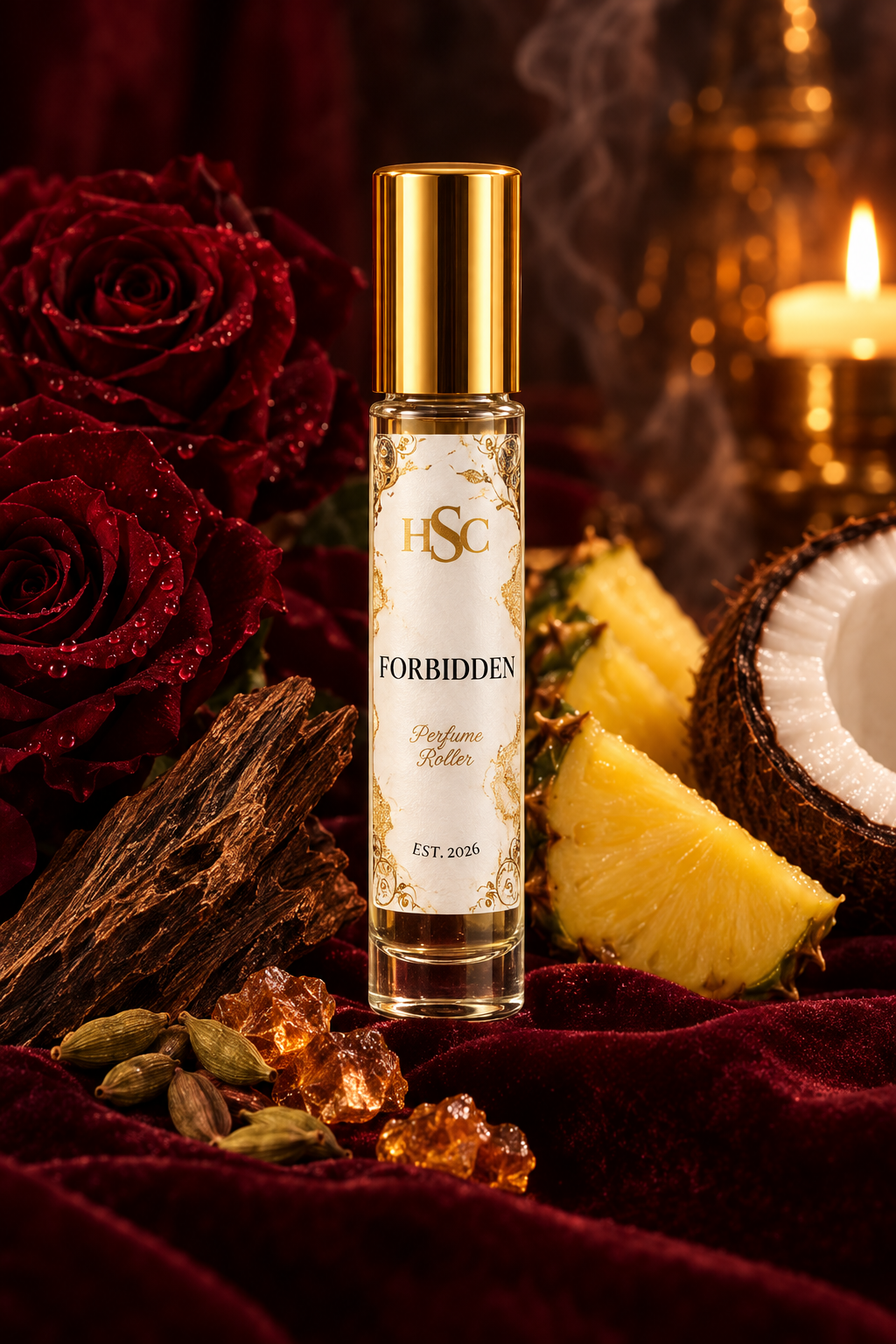Forbidden fragrance roller with rose oud, amber and cashmere, House Simply Crafted