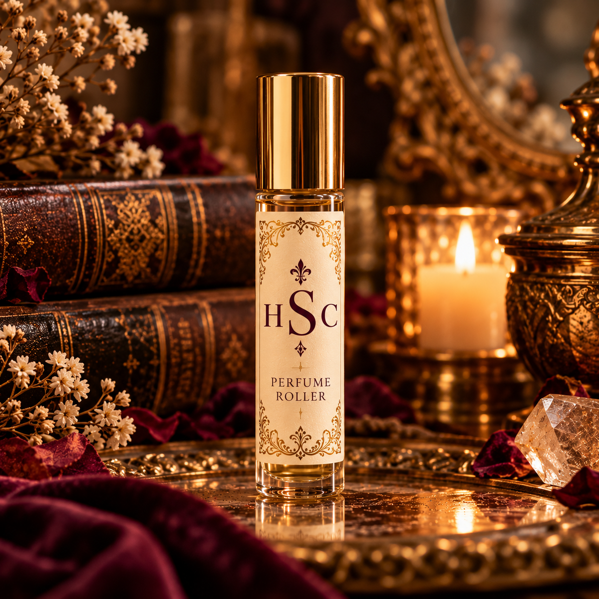 House Simply Crafted perfume roller — universal HSC monogram image