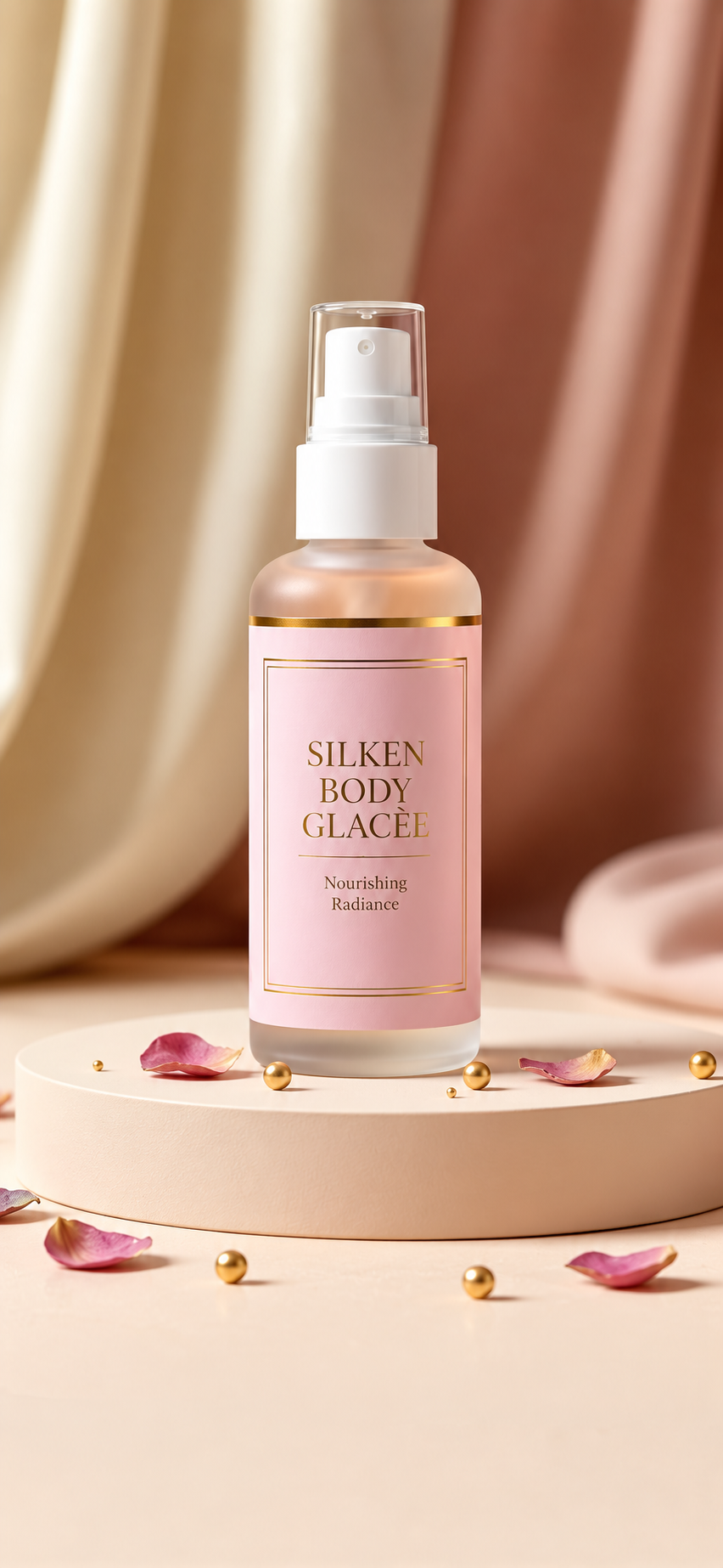 Touched Silken Body Glacée in blush pink and gold packaging